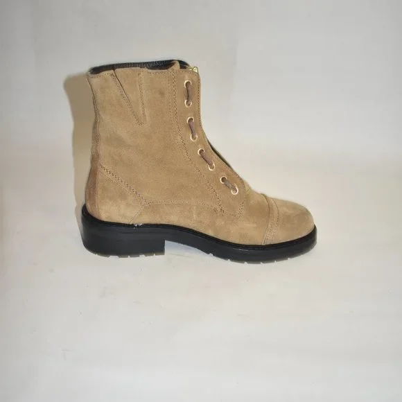 AllSaints Ariel Suede Lace Up Biker Boots Tan Brown Size 37 EU7 US